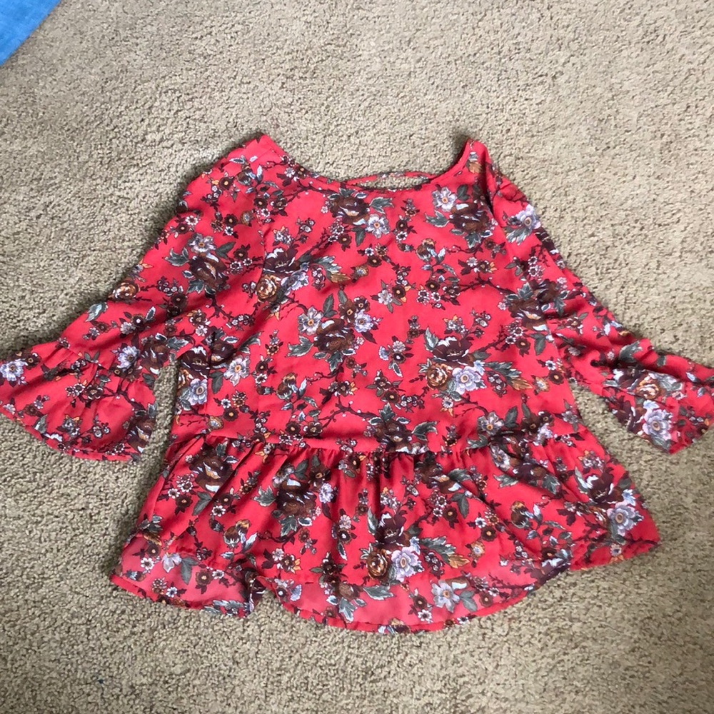 FLORAL CORAL BLOUSE